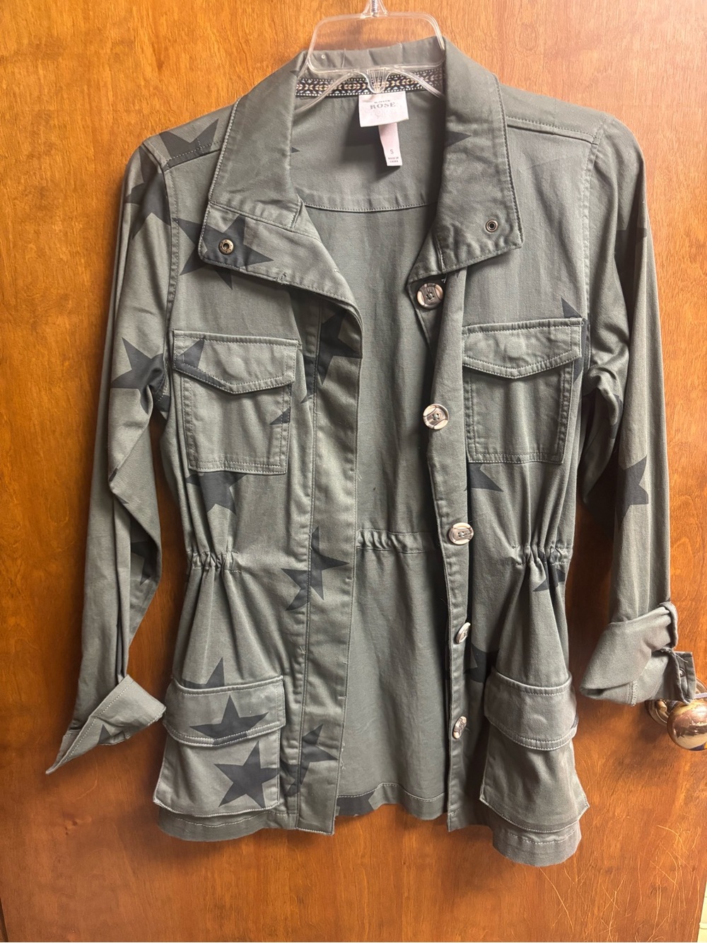 Knox Rose Olive Green Star Print Utility Jacket